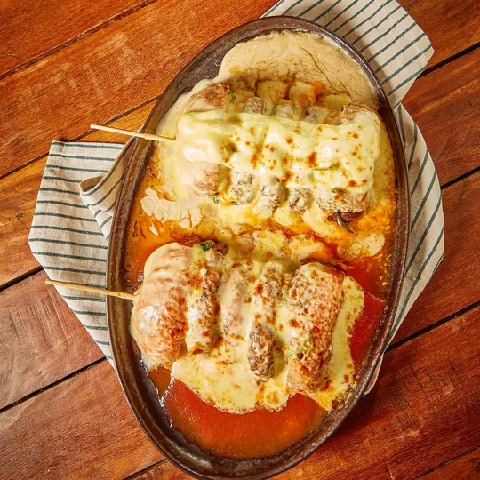 Parmegiana da Nossa Carne com queijo gratinado