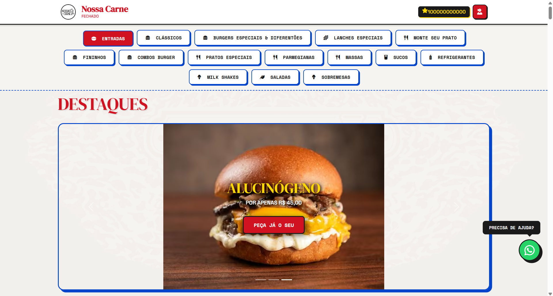 Simulação do site desktop