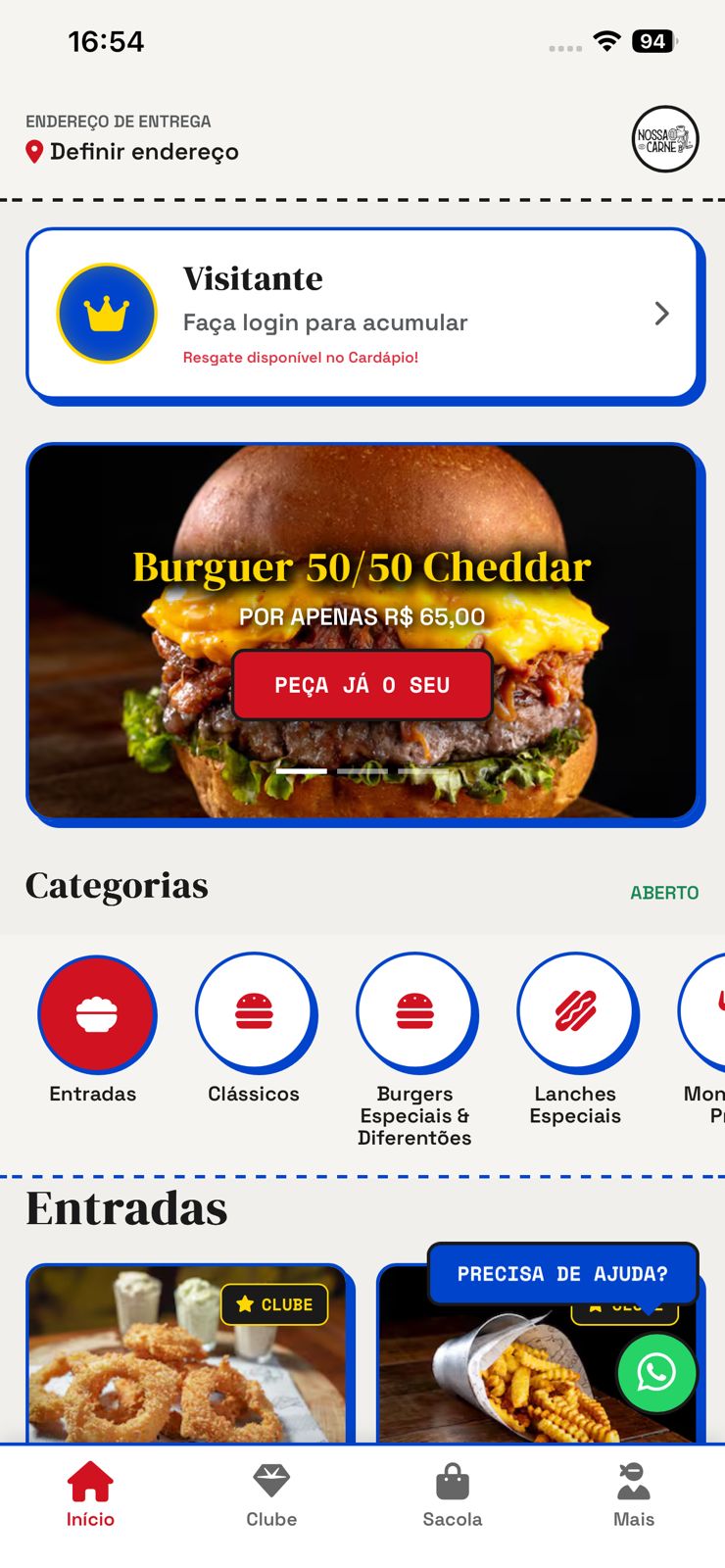Simulação do app mobile